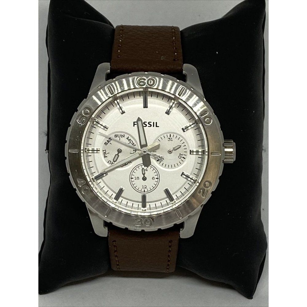 Fossil BQ1623 Men's Brown Leather White Analog Dia